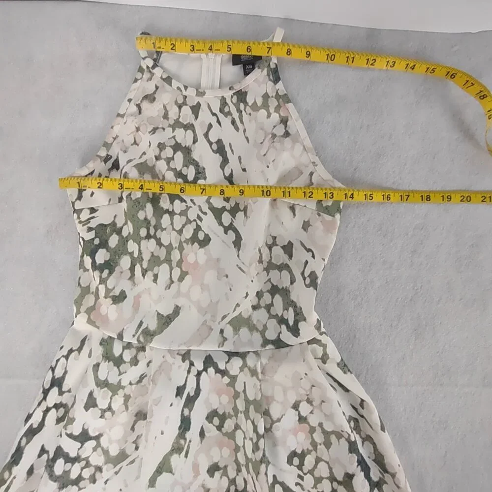 Mossimo White Pink & Green Floral Fit & Flare Sleeveless Knit Dress Crew Neck XS - Picture 8 of 11